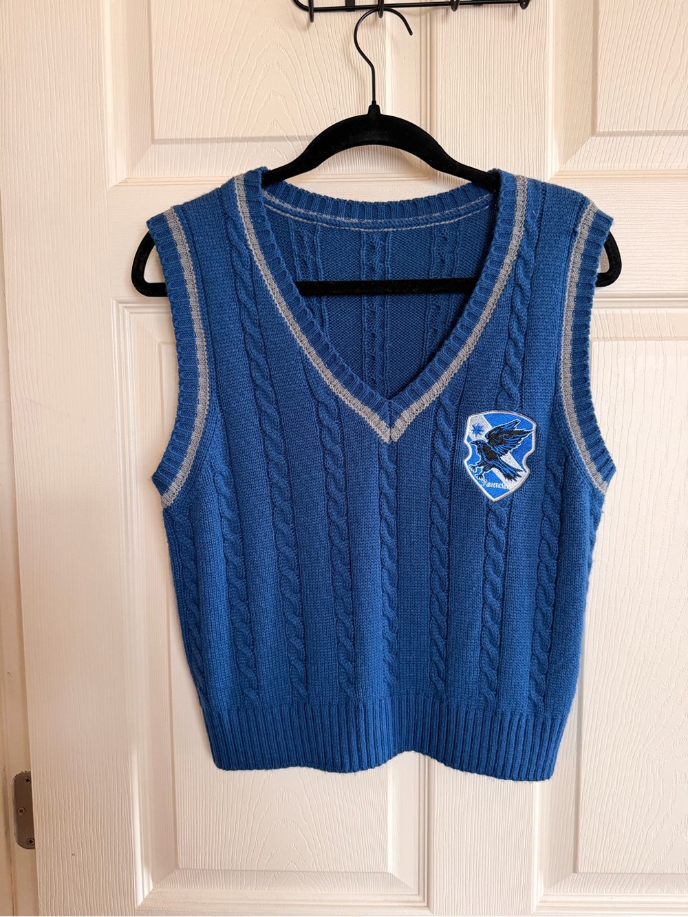 Romwe Ravenclaw Blue Cable Knit Sweater Vest Size Medium